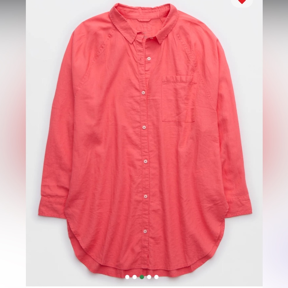 Aerie Linen Blend Cover Up Shirt